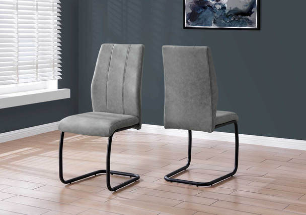 Two 77.5" Fabric, Black Metal, and Polyester Dining Chairs