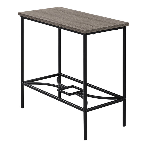 11.75" x 23.75" x 22" Dark Taupe, Black, Mdf, Metal - Accent Table