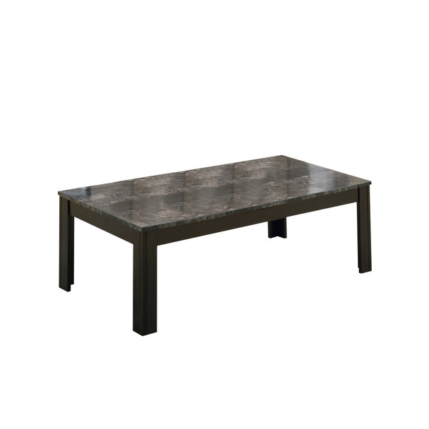 Black Grey Marble-Look Top Table Set - 3Pcs Set