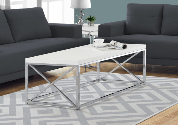 17" Particle Board and Chrome Metal Coffee Table