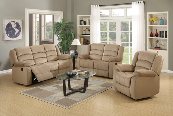 120" Contemporary Beige Fabric Sofa Set