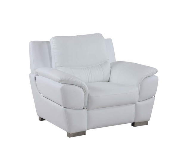 37" Chic White Leather Chair