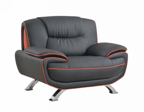 40" Sleek Black Leather Chair
