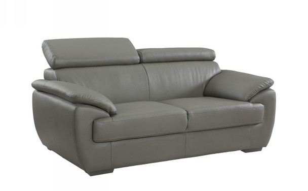 32-38" Captivating Gray Leather Loveseat