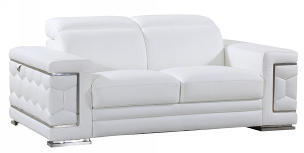 71" Sturdy White Leather Loveseat