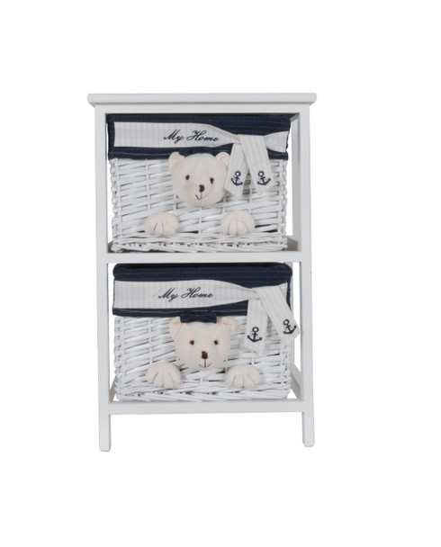 12.5" x 16" x 25" White, Blue - Portable 2 Drawers