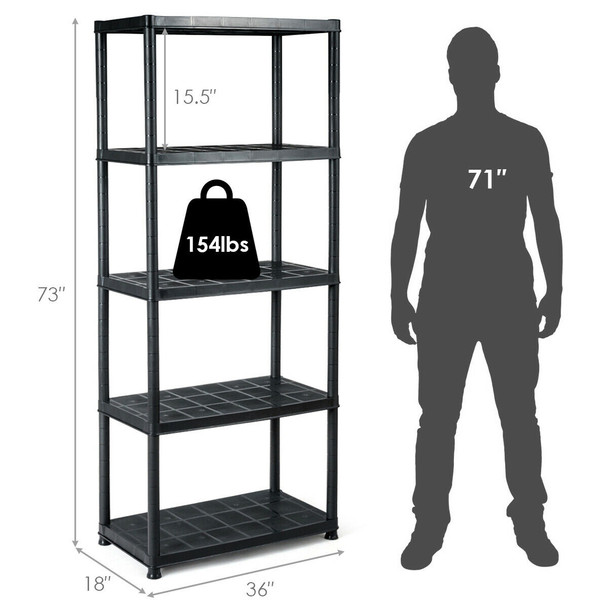 5-Tier Storage Shelving Freestanding Heavy Duty Rack