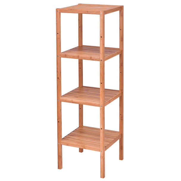 4 Tiers Multifunction Bamboo Storage Shelving Towel Rack