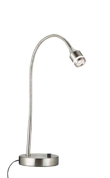 11" X 5-17" X 11-18" Brushed Steel Metal LED Desk Lamp