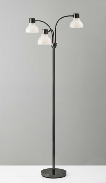 30" X 30" X 69" Black Metal 3-Arm Floor Lamp