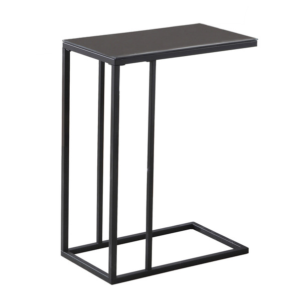 18.25" x 10.25" x 24" Black, Metal, Tempered Glass - Accent Table