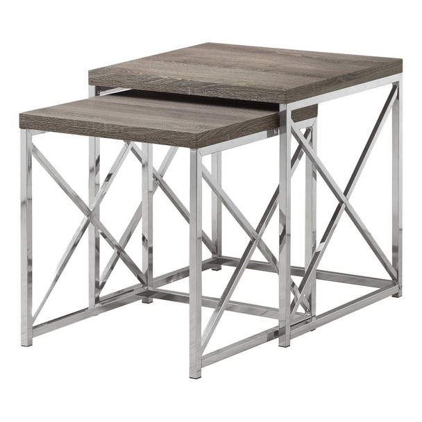 37.25" x 37.25" x 40.5" Dark Taupe, Particle Board, Metal - 2pcs Nesting Table Set