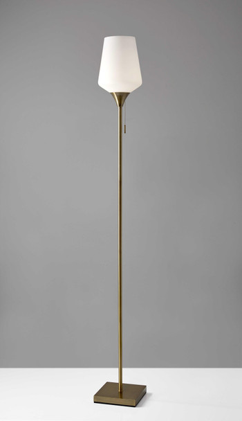 8.5" X 8.5" X 71" Brass Glass/Metal Floor Lamp