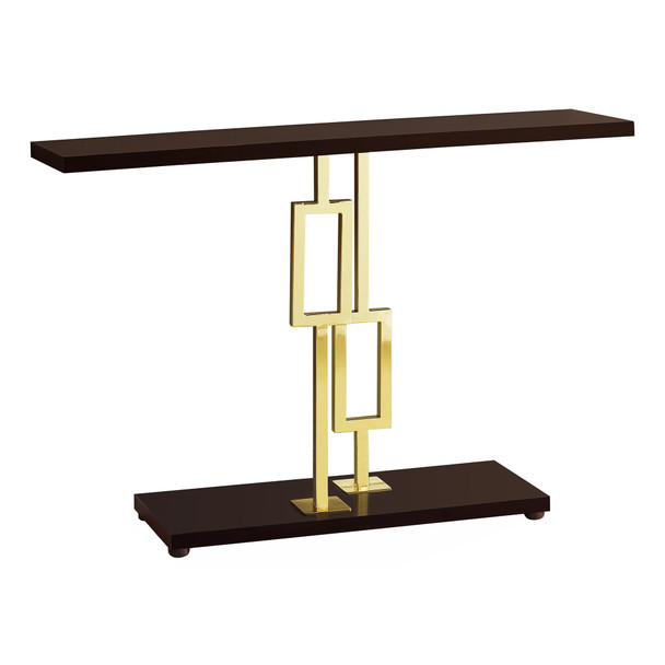 12" x 47.25" x 31" Cappuccino/Gold Metal - Accent Table
