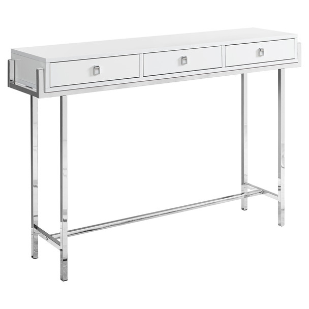 12" x 48" x 31.75" White, Particle Board, Metal - Accent Table