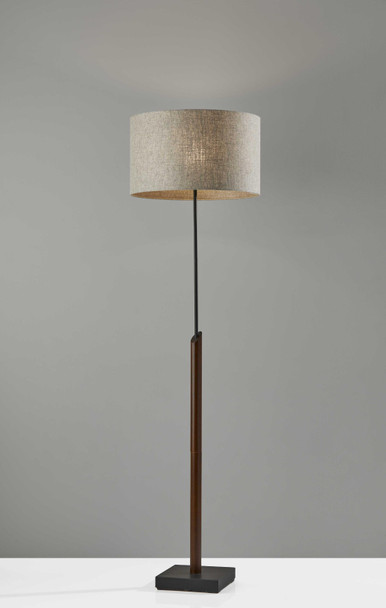 17" X 17" X 63" Black Wood/Metal Floor Lamp