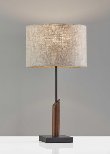 12" X 12" X 22.5" Black Wood/Metal Table Lamp