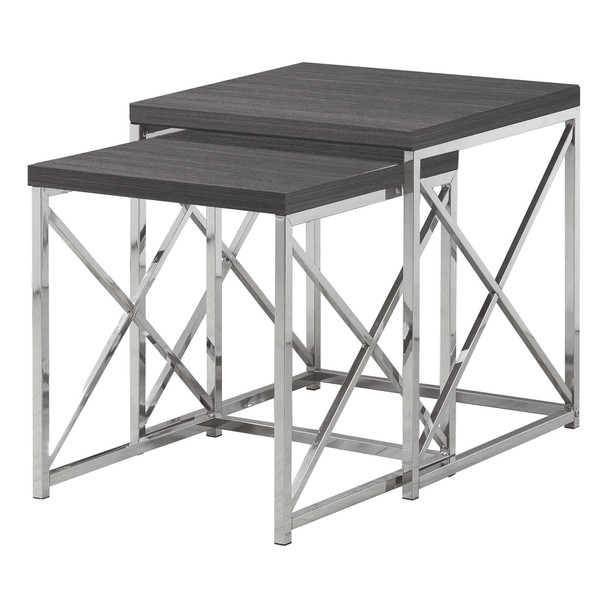 37.25" x 37.25" x 40.5" Grey, Particle Board, Metal - 2pcs Nesting Table Set