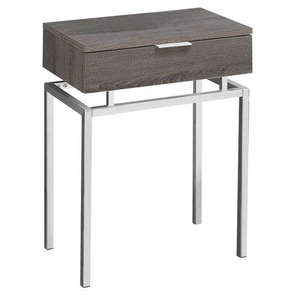 12.75" x 18.25" x 23" Dark Taupe/Chrome Metal- Accent Table