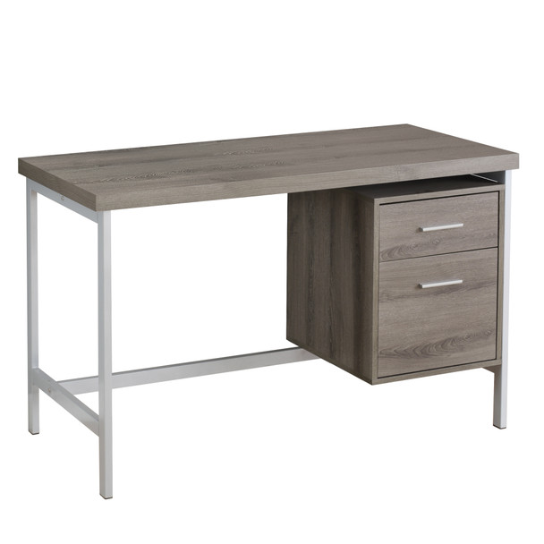 23.75" x 47.25" x 30.75" Dark Taupe, Silver, Particle Board, Hollow-Core, Metal - Computer Desk