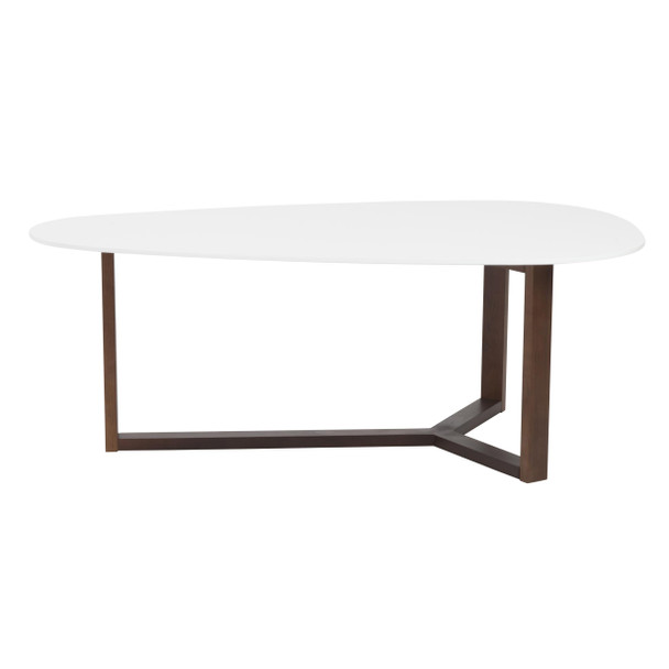 47.64" X 27.56" X 14.97" Coffee Table in Matte White with Dark Walnut Base