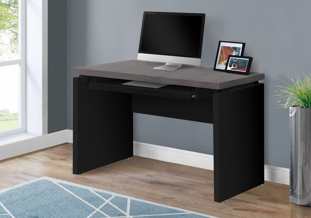 30.75" Black Particle Board, MDF, and Laminate Computer Desk with a Grey Top