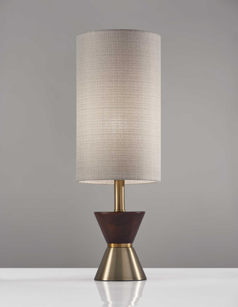 8" X 8" X 23" Brass Wood/Metal Table Lamp