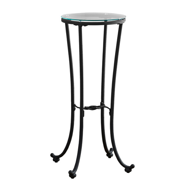 12" x 12" x 28'.5" Black, Clear, Metal, Tempered Glass - Accent Table