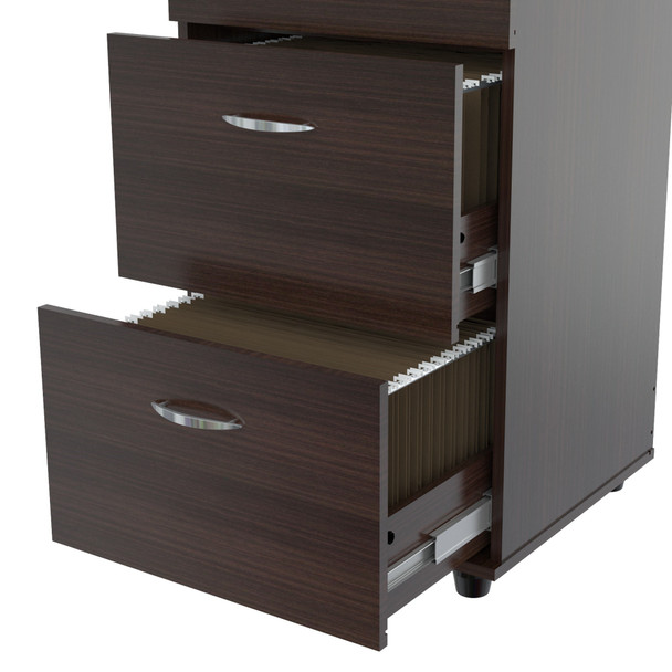 52" Espresso Melamine and Engineered Wood File Cabinet with 4 Drawers