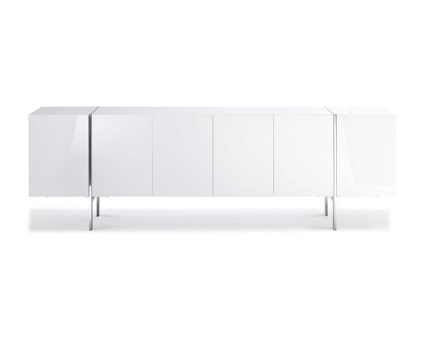 95" X 17" X 30" White Stainless Steel Buffet