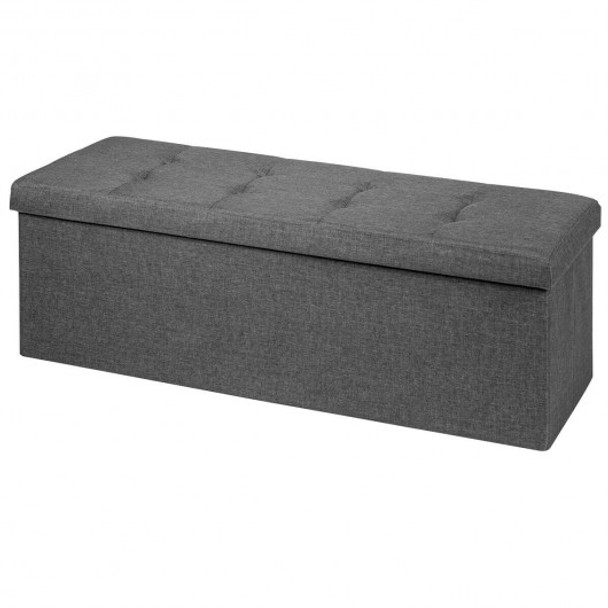 Fabric Folding Storage with Divider Bed End Bench-Dark Gray