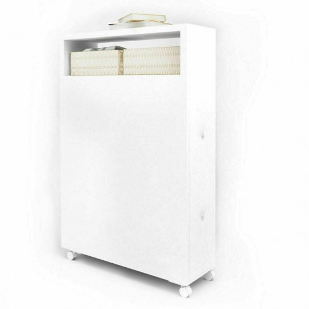 White Wooden Storage Cabinet Organizer with 4 Casters - COHW66225WH