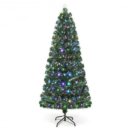 5' / 6' / 7' Fiber Optic Artificial Christmas Tree with LED Lights-6'