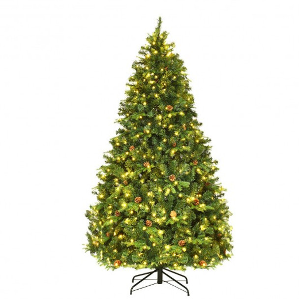 Artificial Christmas Tree with LED Lights & Pine Cones-7'