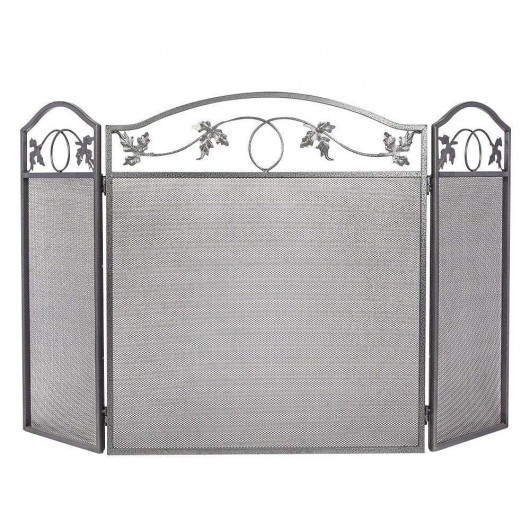 3 Panel Folding Steel Fireplace Screen Doors