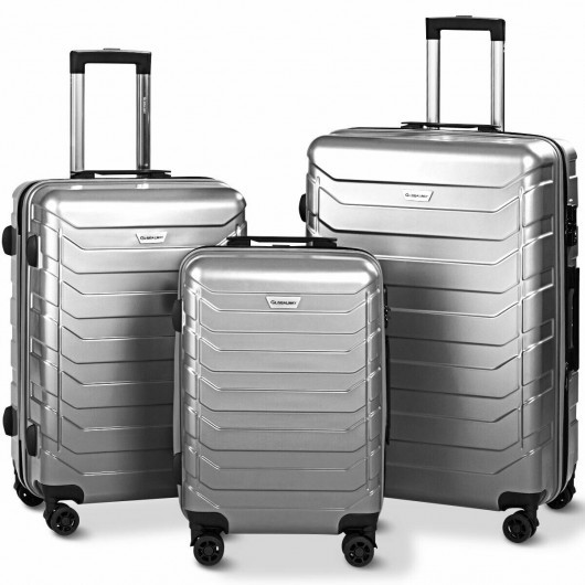 3PCS Spinner Expandable Suitcase With TSA Lock-Gray