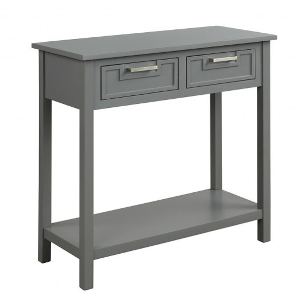 2 Drawers Accent Console Entryway Storage Shelf-Gray