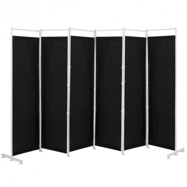 6-Panel Room Divider Folding Privacy Screen -Black