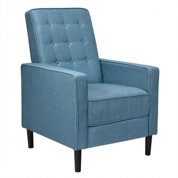 Mid-Century Push Back Recliner Chair -Blue