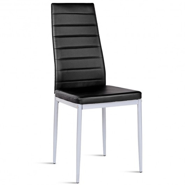 4 pcs PVC Leather Dining Side Chairs Elegant Design -Black