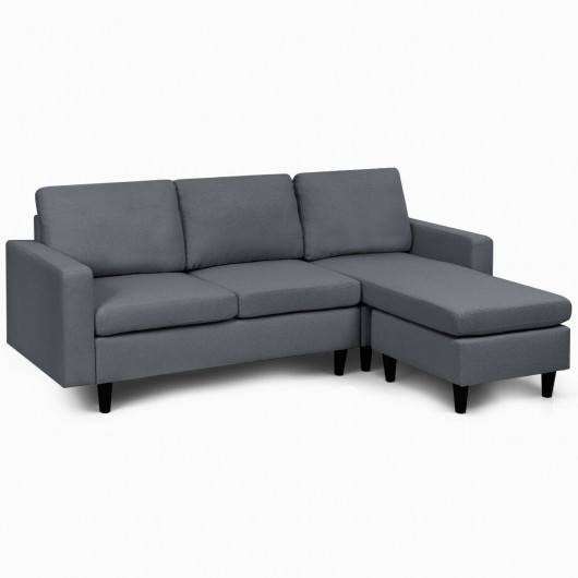 Convertible Sectional L-Shaped Couch with Reversible Chaise-Dark Gray