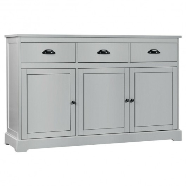 3 Drawers Sideboard Buffet Storage Cabinet-Gray