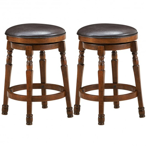 Set of 2 24" Swivel Leather Padded Bar Dining Stool