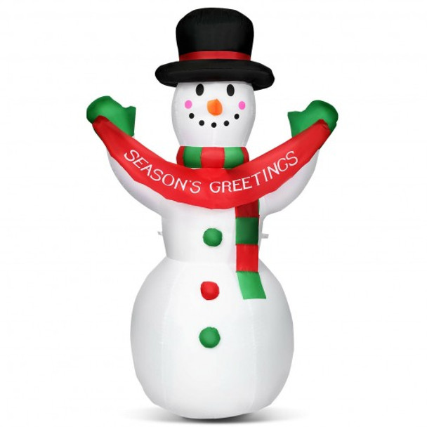 6 ft Inflatable Christmas Snowman with LED Lights Blow Up Outdoor Yard Decoration