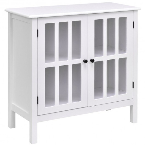 Glass Door Sideboard Console Storage Buffet Cabinet - COHW56275WH