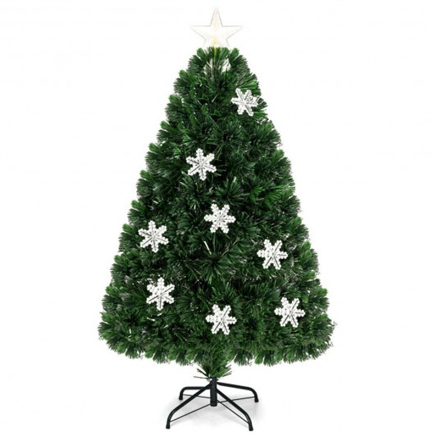 4' LED Optic Artificial Christmas Tree with Snowflakes