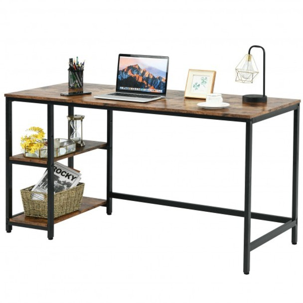 47"/55" Computer Desk Office Study Table Workstation Home with Adjustable Shelf Rustic Brown-L