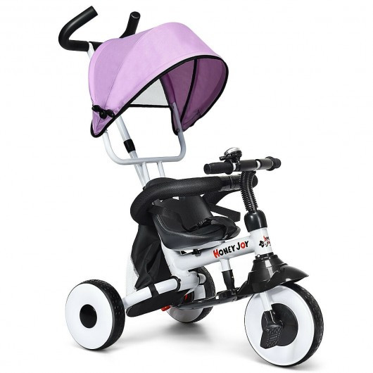 4-in-1 Kids Baby Stroller Tricycle Detachable Learning Toy Bike-Pink