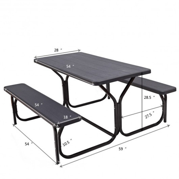 Picnic Table Bench Set for Outdoor Camping -Black