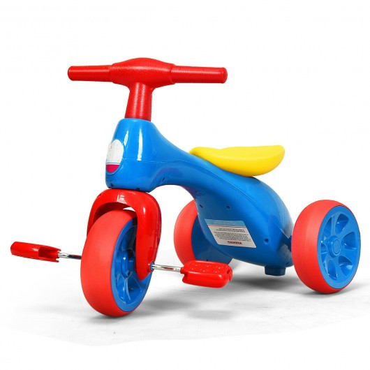 2 in 1 Toddler Tricycle Balance Bike Scooter Kids Riding Toys w/ Sound & Storage-Red